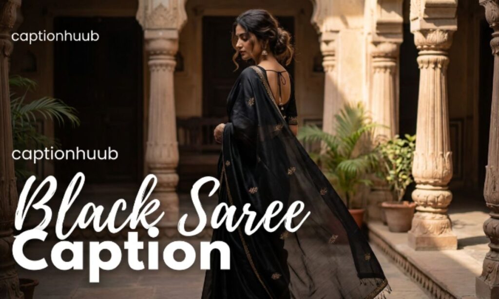 black saree caption