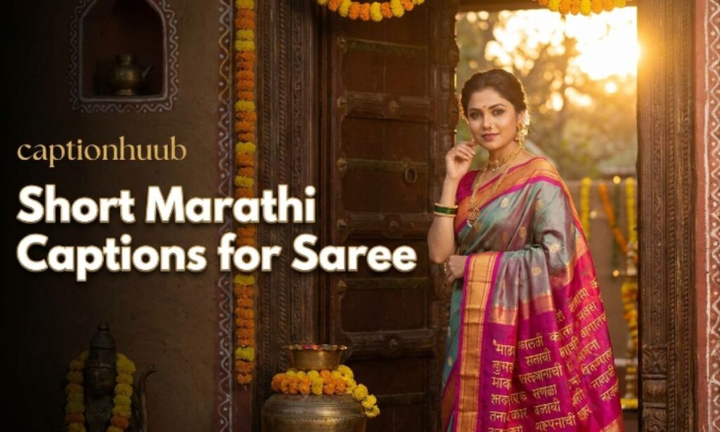 short marathi caption for saree
